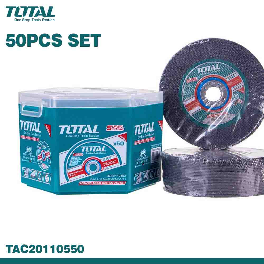 TOTAL 4'' Abrasive Metal Cutting Disc 50Pc Set