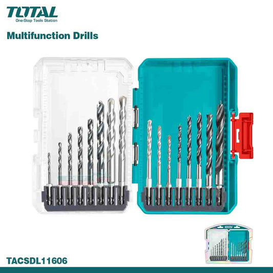 TOTAL 16PC Multifunctional Metal & Wood Drill Bits Set