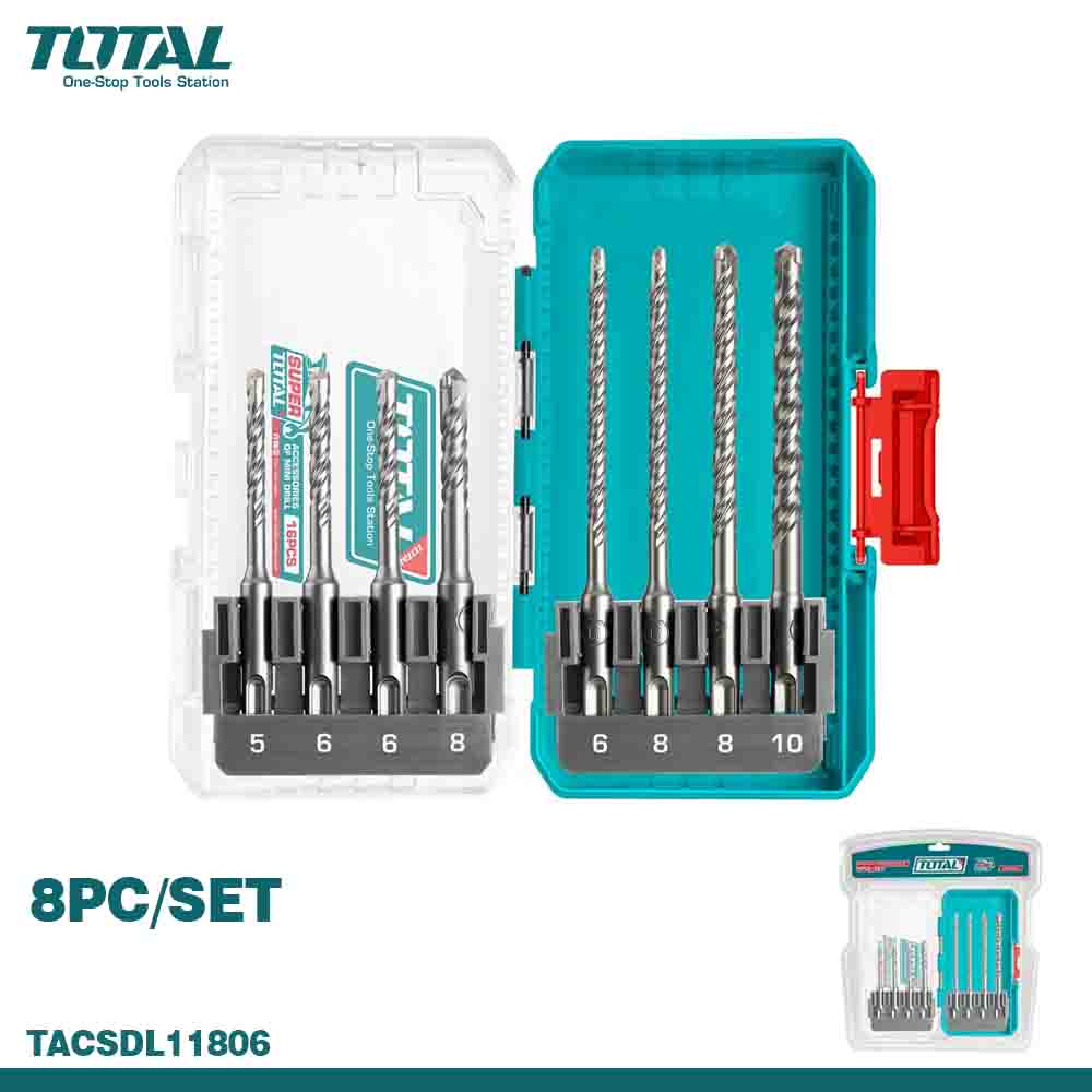 TOTAL SDS Plus Hammer Drill Bit 8-Pc Set