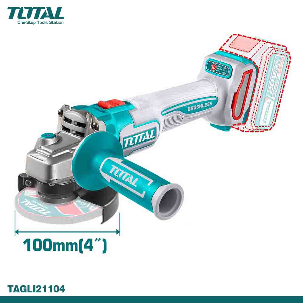 Total Cordless Angle Grinder 100MM (Solo)