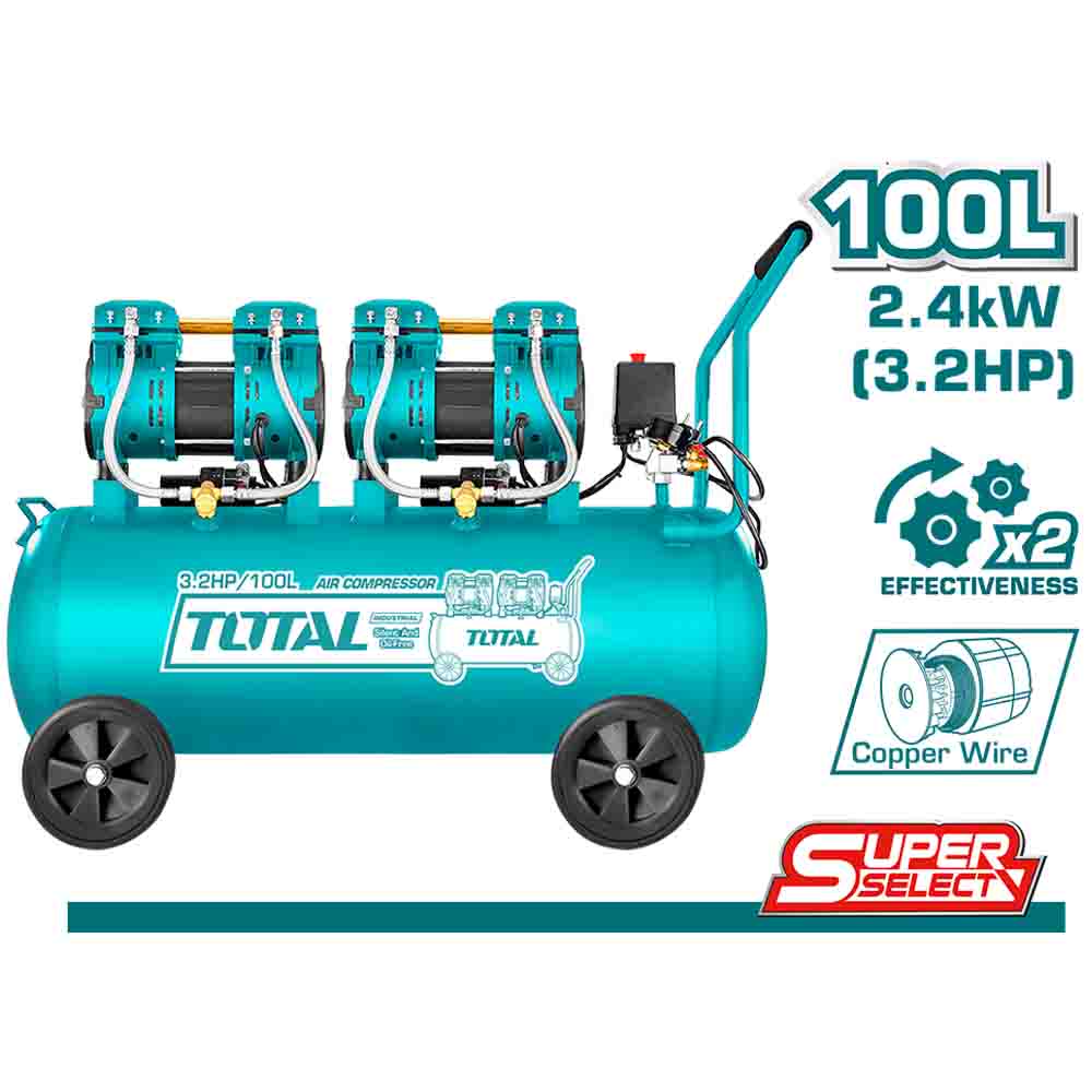 TOTAL Air Compressor 100L (2x1200W)