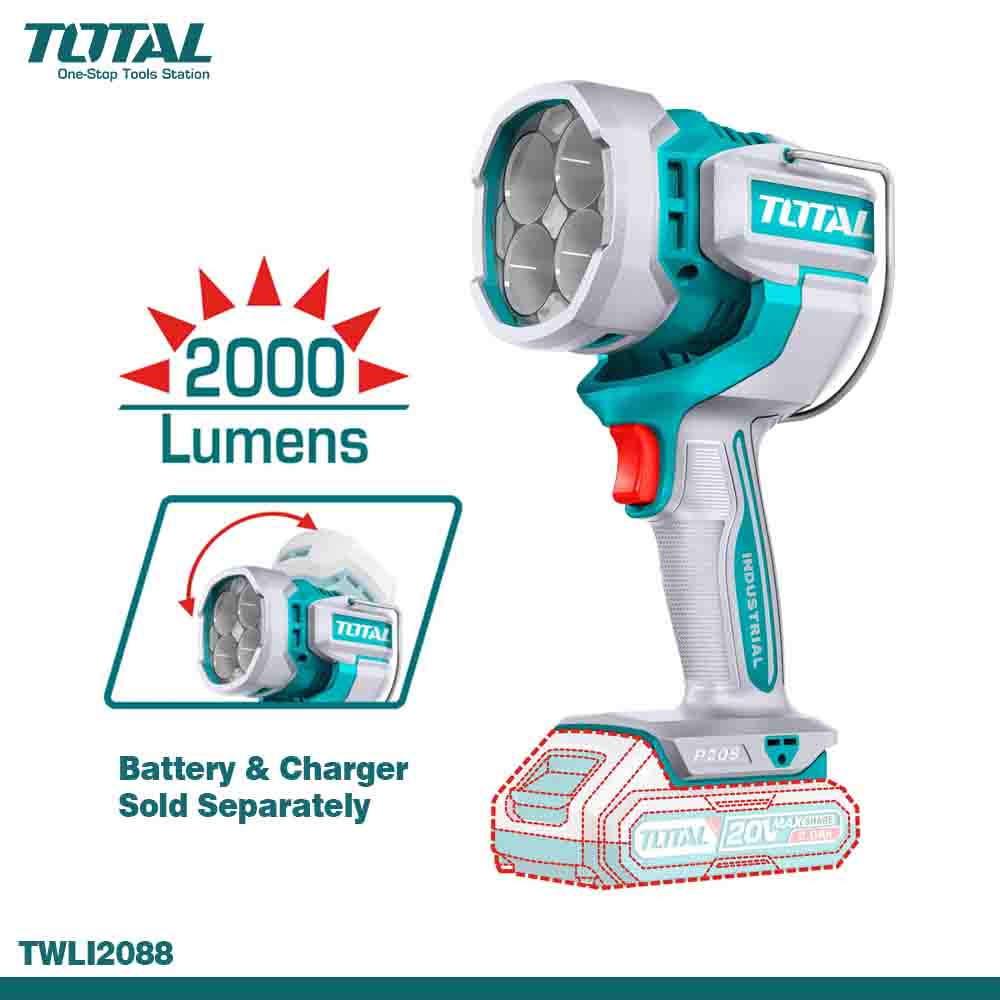 TOTAL 20V Cordless Work Lamp 2000 Lumens